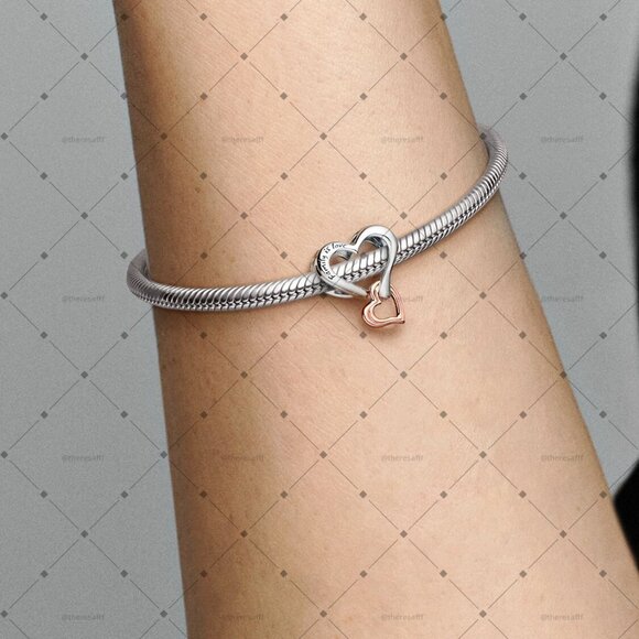 Pandora Two-tone Openwork Infinity Heart Charm - Picture 4 of 4